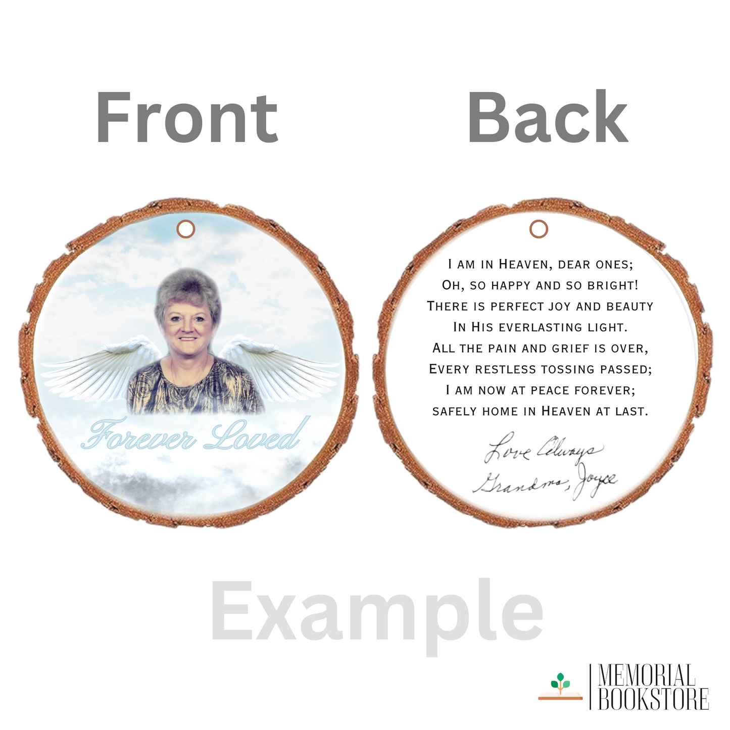 Personalized Angel Photo Wood Memorial Ornament