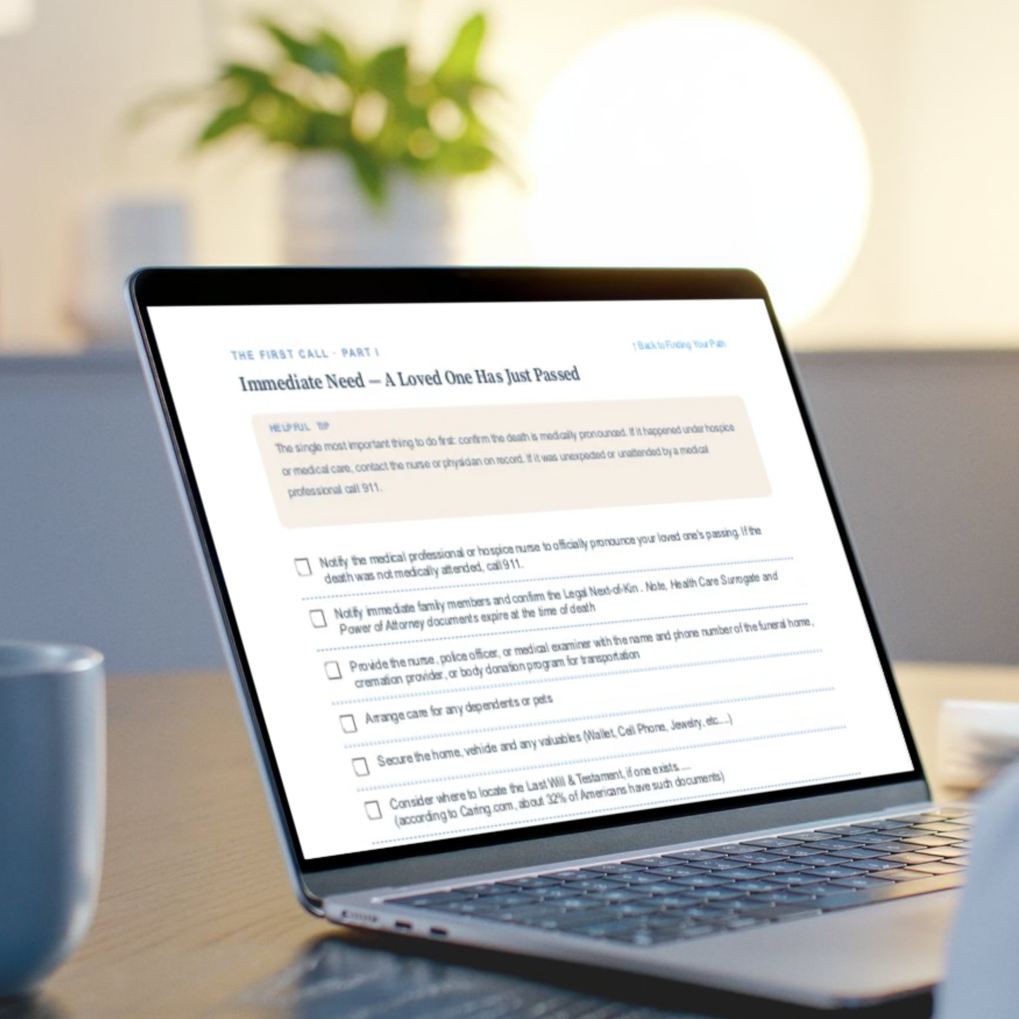 Digital End of Life Planner for Pre-Planning and At Need Final Arrangements