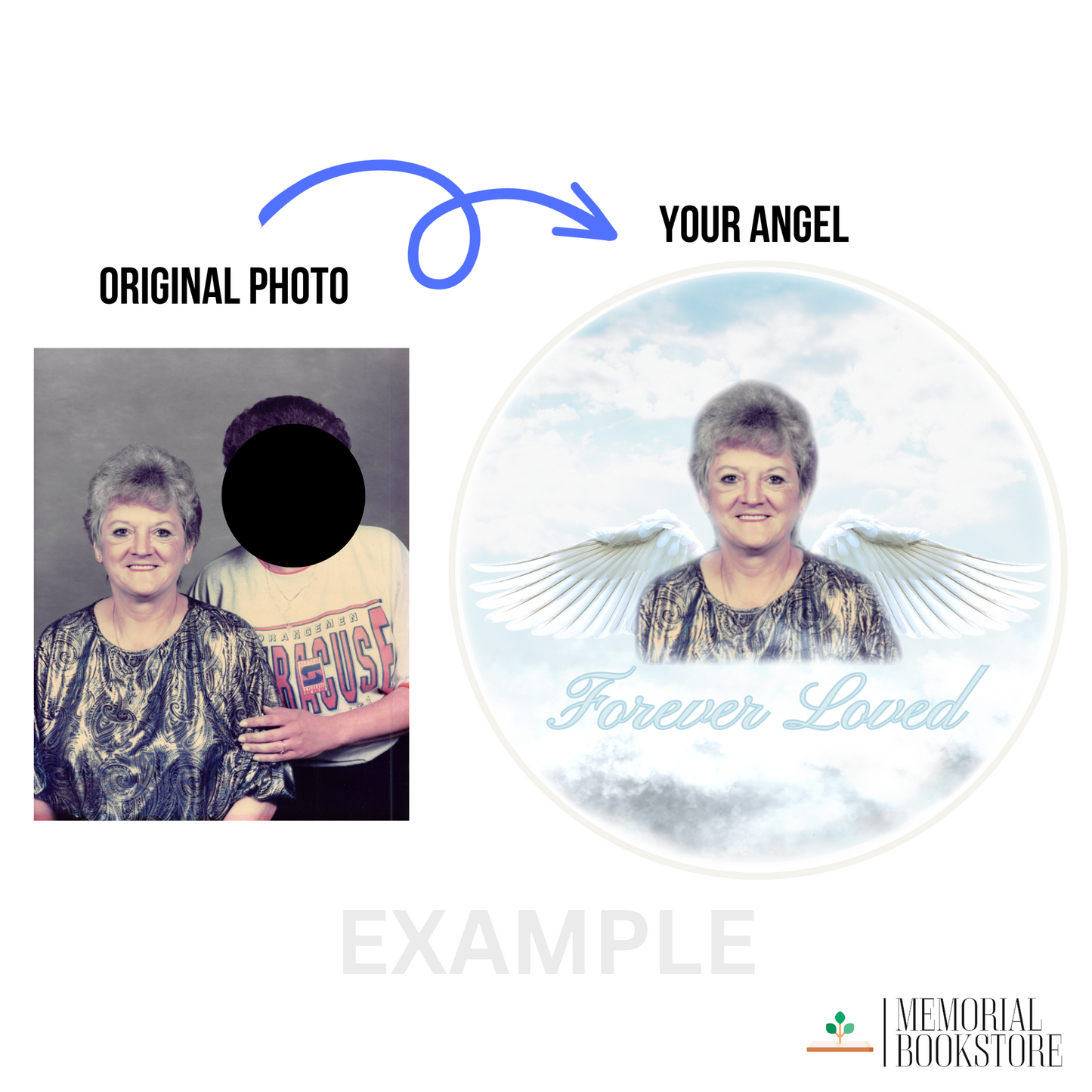 Personalized Angel Photo Wood Memorial Ornament