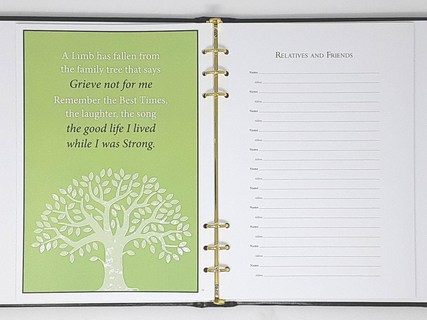 Simple Elegant Green Tree of Life Spiritual Classic Celebration of Life Funeral In Memory Guest Register Book "Grieve not for me" "Relatives and Friends" Memorial Bookstore
