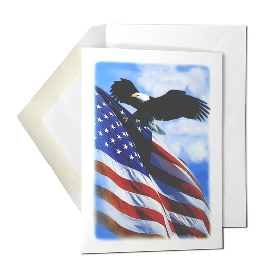 Personalized Custom Funeral Celebration of Life Patriot Veteran American Flag Eagle Acknowledgement Cards Thank You Notes Set of 25