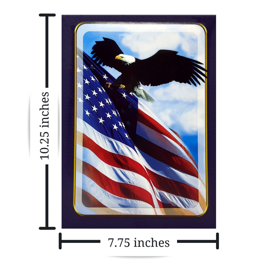 Personalized Custom Funeral Celebration of Life In Memory American Flag Eagle Patriot Veteran Prayer Psalm In Memory Guest Book Sizing 10.25" L x 7.75" W