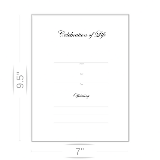 Personalized Custom Extra Celebration of Life Page Funeral Celebration of Life Guest Book Sizing 9.5" L x 7" W
