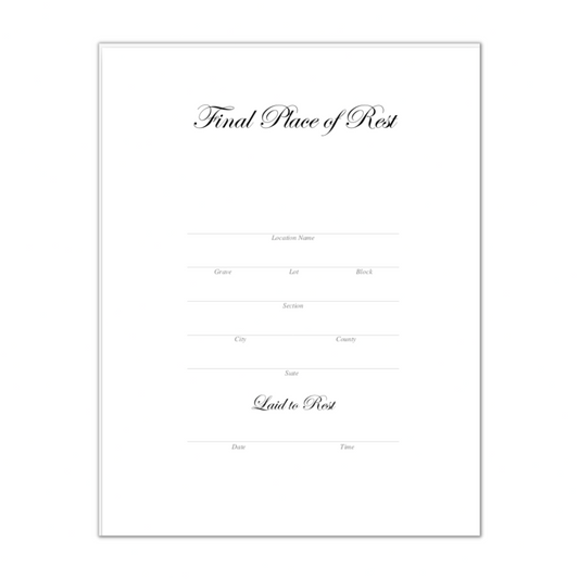 Personalized Custom Extra Celebration of Life Funeral Final Place of Rest Guest Book Page Editable
