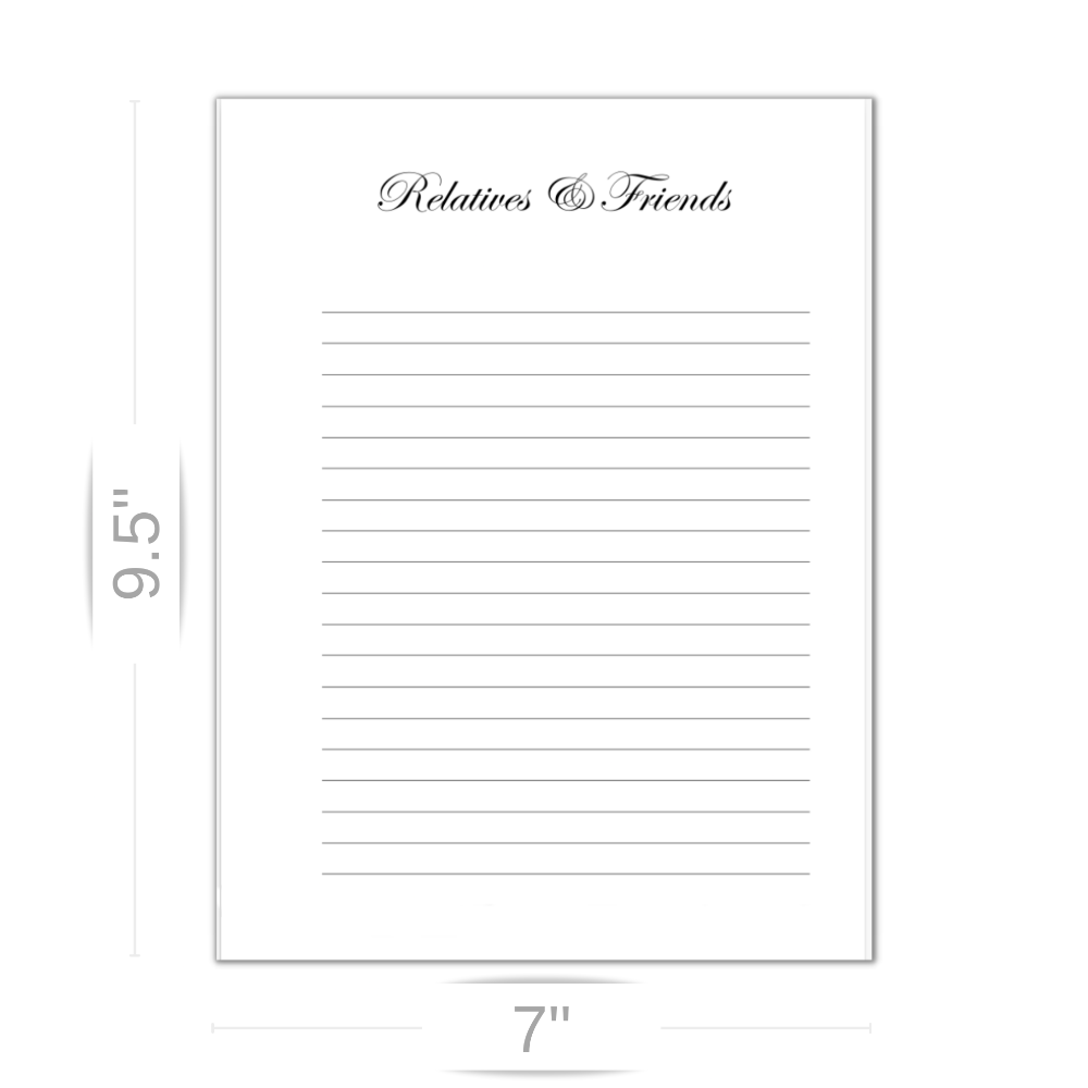 Personalized Custom Extra Celebration of Life Funeral Relatives and Friends Guest Book Page Sizing 9.5" L x 7" W