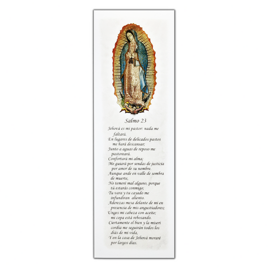 Personalized Custom Laminated Funeral Celebration of Life Spanish Our Lady of Guadalupe Salmo 23 En Español Bookmark  Set of 4