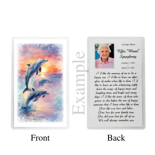Florida Sunset Dolphin Memorial Prayer Cards
