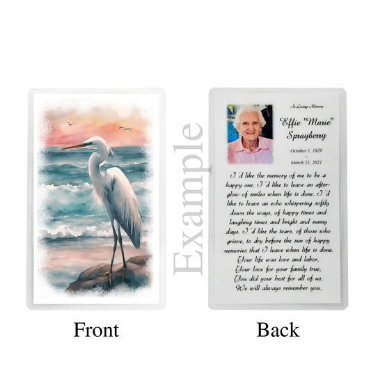 Florida Sunset Egret Memorial Prayer Cards