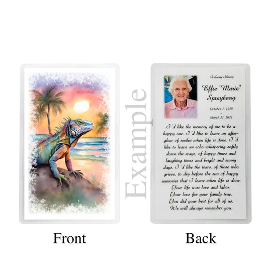 Florida Sunset Iguana Memorial Prayer Cards