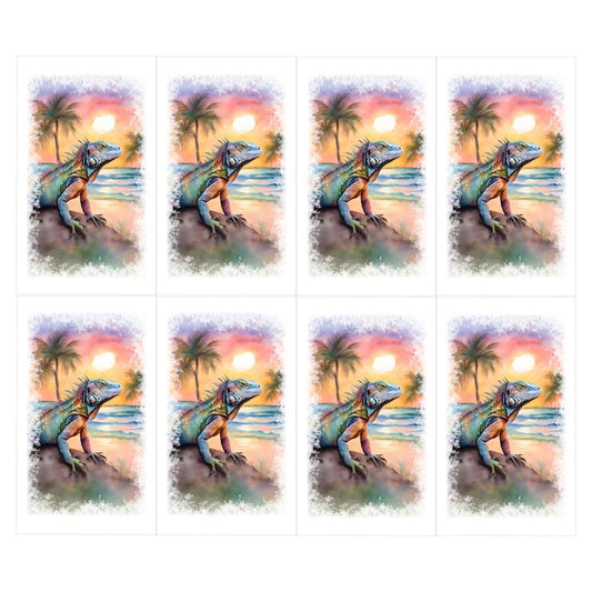 Florida Sunset Iguana Memorial Prayer Cards