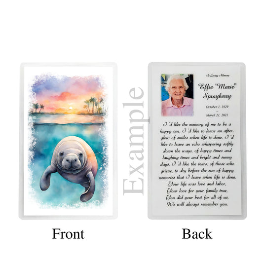 Florida Sunset Manatee Memorial Prayer Cards