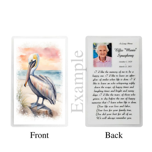 Florida Sunset Pelican Memorial Prayer Cards