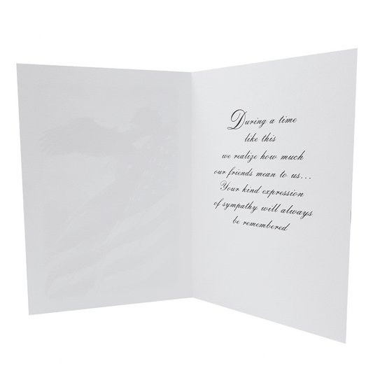 Personalized Custom Funeral Celebration of Life Patriot Veteran American Flag Eagle Acknowledgement Cards Thank You Notes Inside