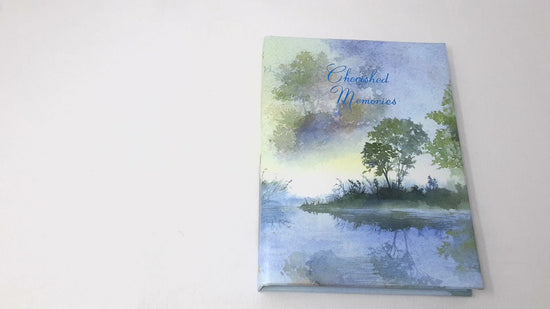 Simple Elegant Cherished Memories Water Tree Scene Spiritual Classic Celebration of Life Funeral In Memory Guest Register Book Memorial Bookstore video clip