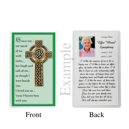 Memorial Bookstore Celtic Cross Irish Blessing Memorial Prayer Card