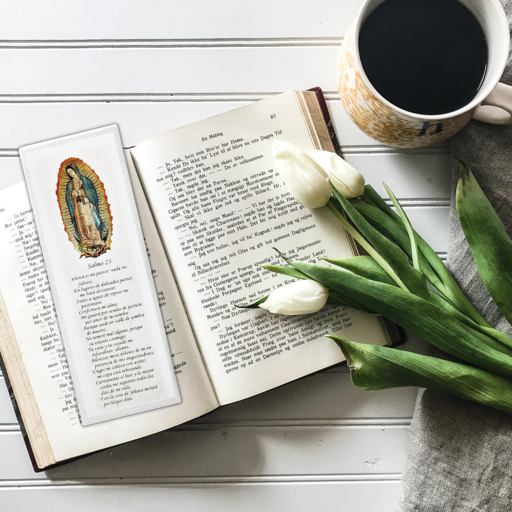 Personalized Custom Laminated Funeral Celebration of Life Spanish Our Lady of Guadalupe Salmo 23 En Español Bookmark  Set of 4