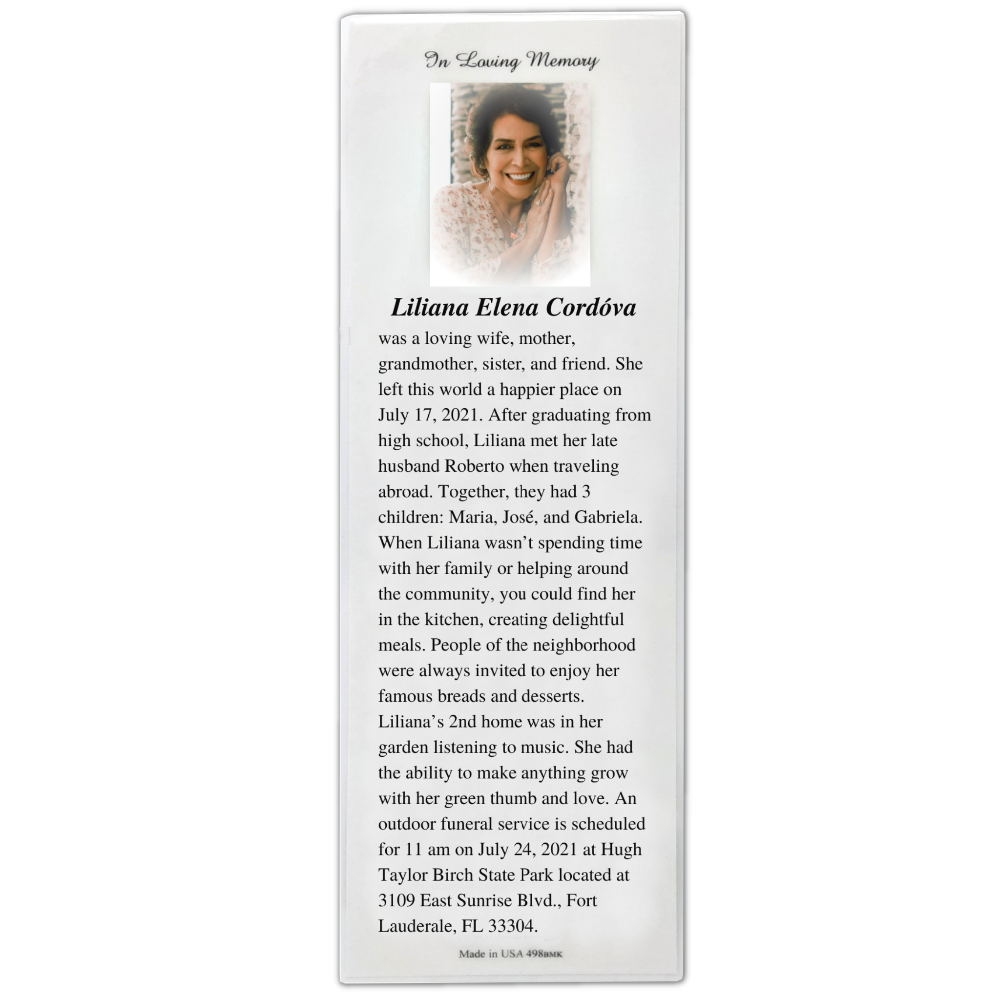 Personalized Custom Laminated Funeral Celebration of Life Spanish Our Lady of Guadalupe Salmo 23 En Español Bookmark  Example Set of 4