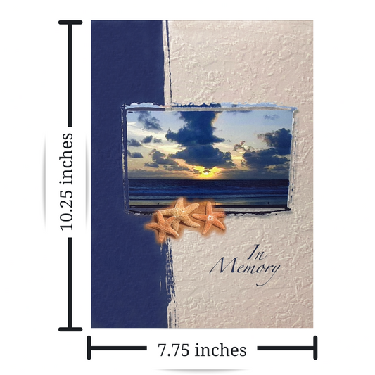 Seashore Beach Ocean Sunrise Sunset Spiritual Celebration of Life Funeral In Memory Guest Register Book  Sizing 10.25" L x 7.75" W