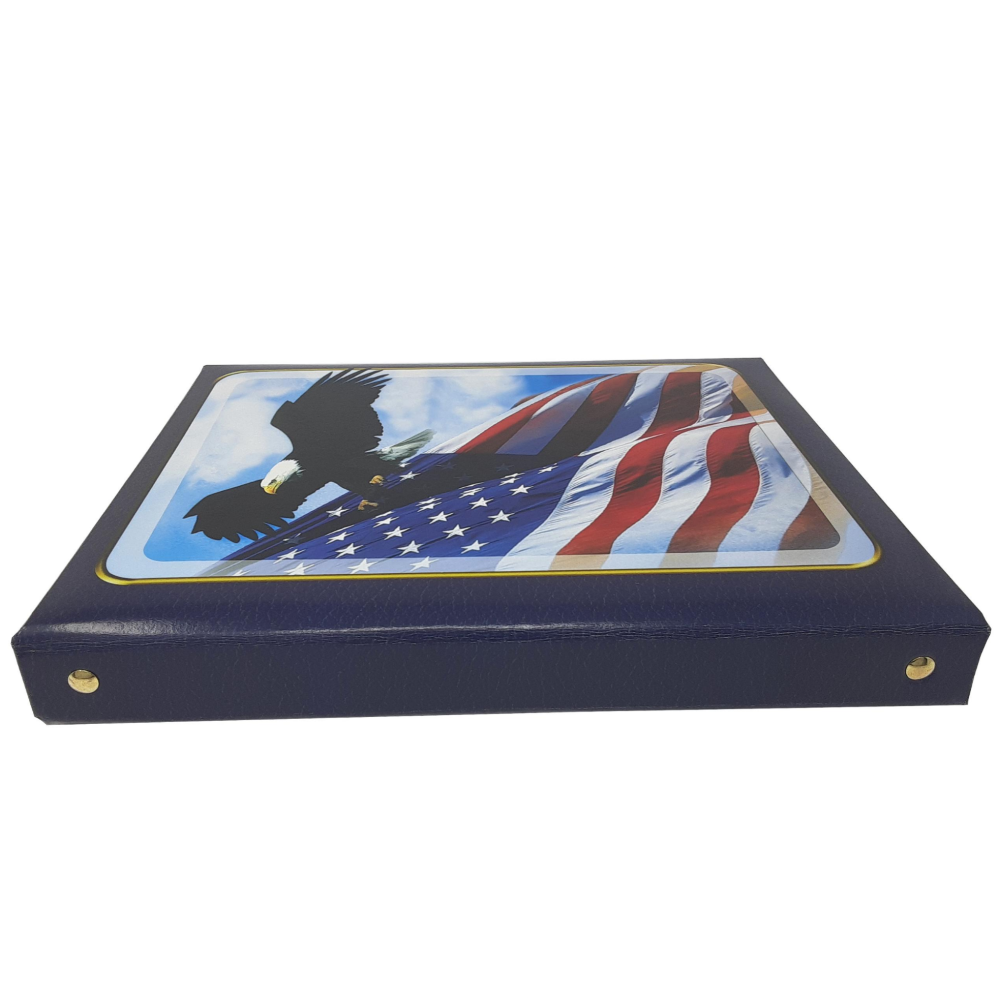 Personalized Custom Funeral Celebration of Life In Memory American Flag Eagle Patriot Veteran Prayer Psalm In Memory Guest Book side view