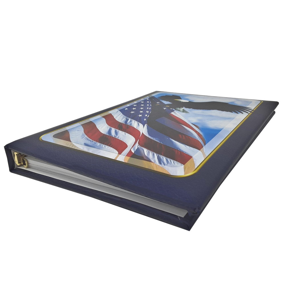 Personalized Custom Funeral Celebration of Life In Memory American Flag Eagle Patriot Veteran  Prayer Psalm In Memory Guest Book